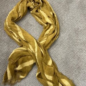 Melrose and market Ochre & Gold striped linen blend scarf EUC